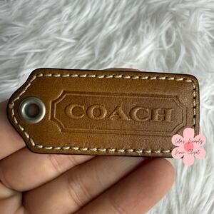 Vintage COACH y2k Brown Red Fob Bag Charm Hang tag Hangtag